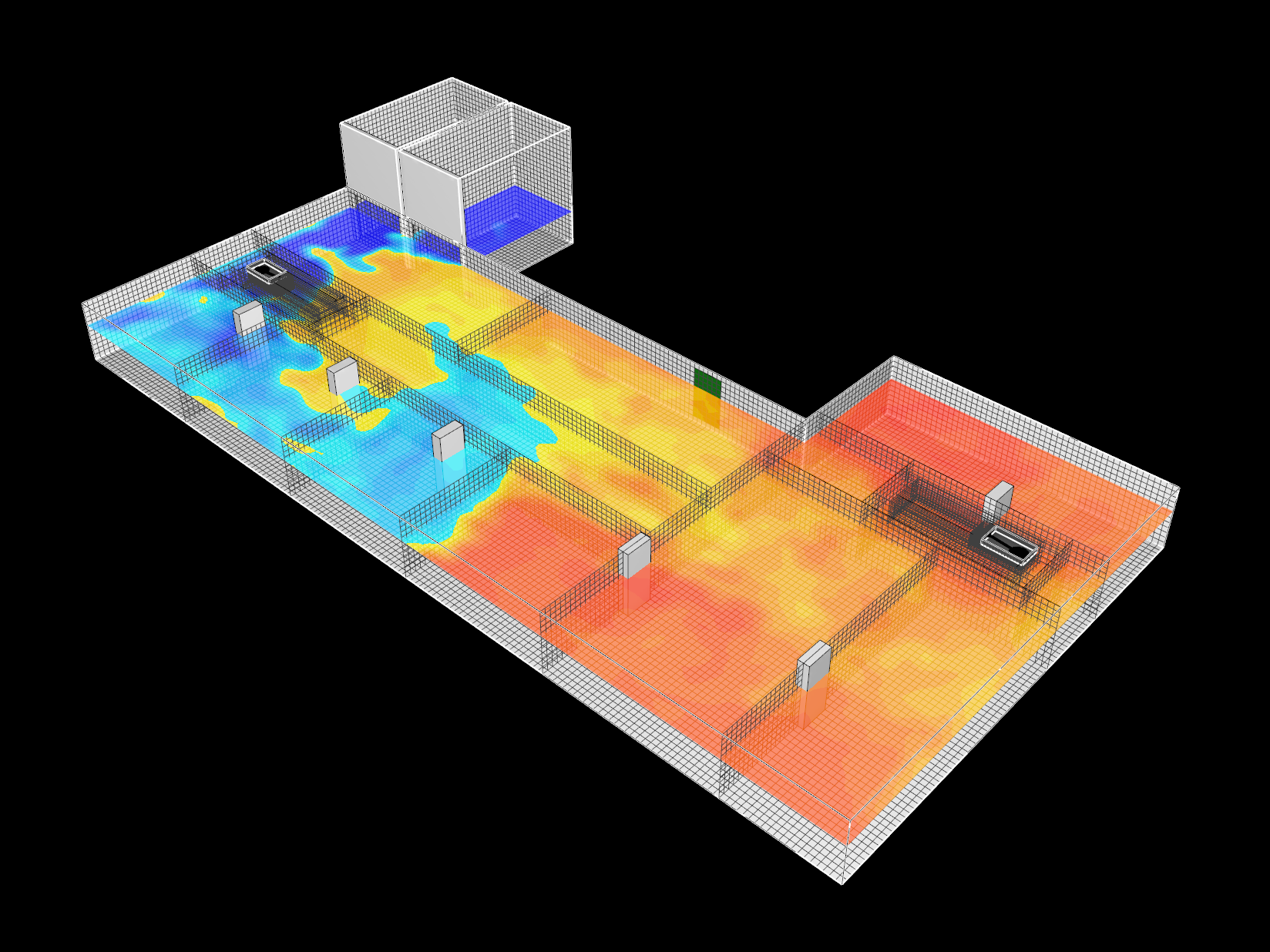 Car Park Smoke and Pollution Control System. This project involved a detailed computational fluid dynamics assessment to evaluate the performance of a mechanical ventilation system within an enclosed basement car park.